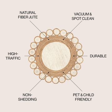 Skye Two-tone Jute Circle Border Area Rug